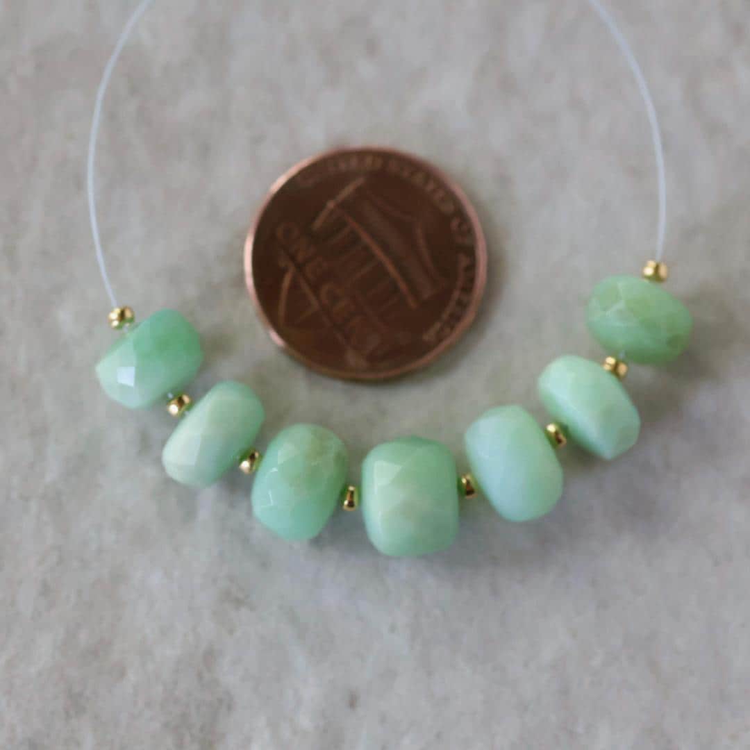 9mm Peruvian Green Opal Coin Beads Faceted 6 Pcs Natural Gemstone for DIY Jewelry Making Supplies