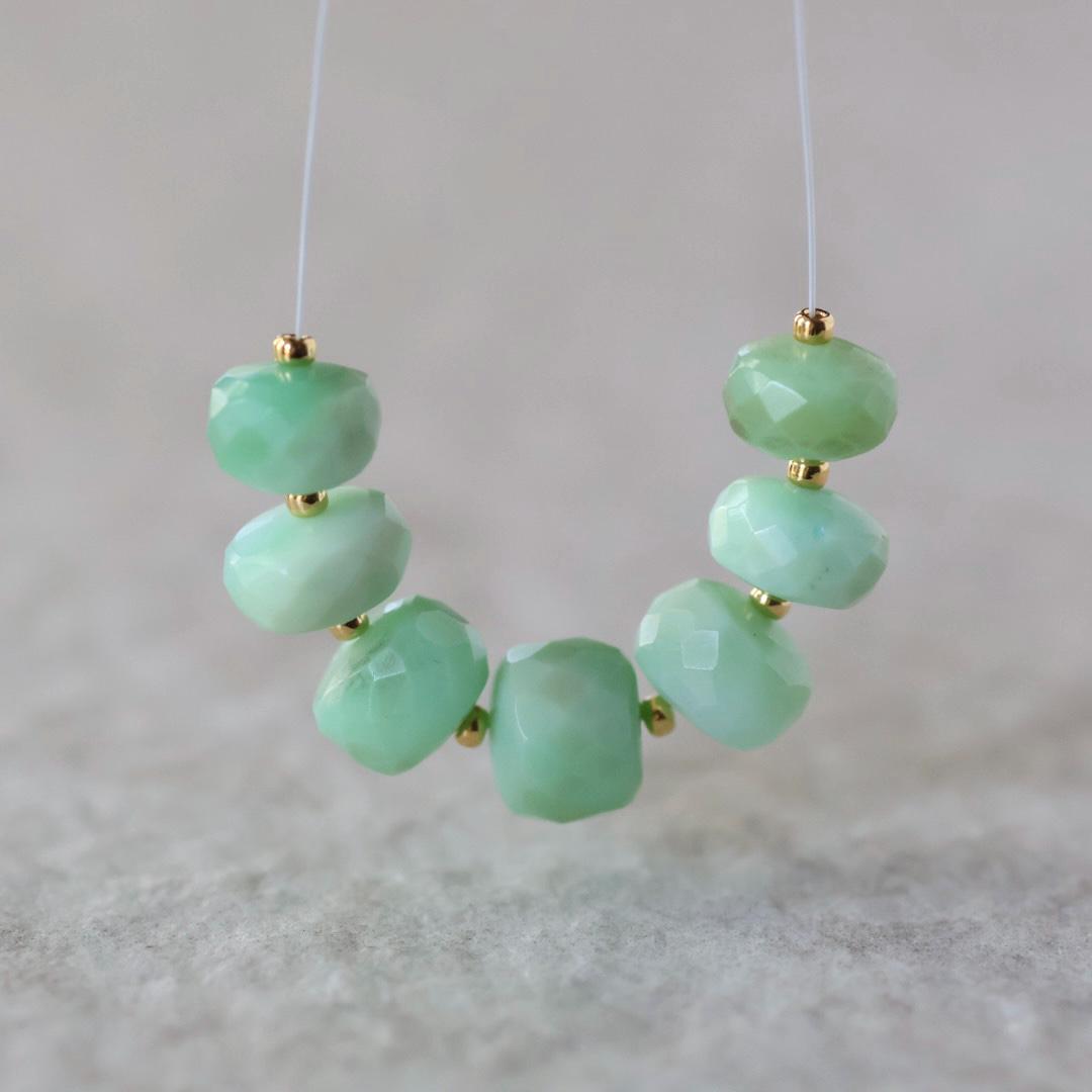 9mm Peruvian Green Opal Coin Beads Faceted 6 Pcs Natural Gemstone for DIY Jewelry Making Supplies
