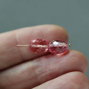 9mm Pink Padparadscha Sapphire Oval Beads Faceted 2 PCs Gemstone Beads go DIY Jewelry Making Earrings Necklace Gift September Birthstone