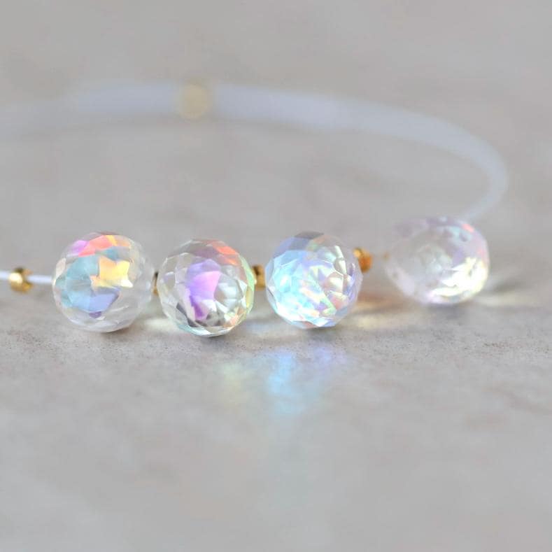 9mm Rainbow Fire Clear Quartz Briolette Beads Faceted Teardrops Pear Shape 4 Pcs Sparkly Gemstone Drops for DIY Jewelry Making
