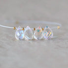 9mm Rainbow Fire Clear Quartz Briolette Beads Faceted Teardrops Pear Shape 4 Pcs Sparkly Gemstone Drops for DIY Jewelry Making