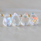 9mm Rainbow Fire Clear Quartz Briolette Beads Faceted Teardrops Pear Shape 4 Pcs Sparkly Gemstone Drops for DIY Jewelry Making