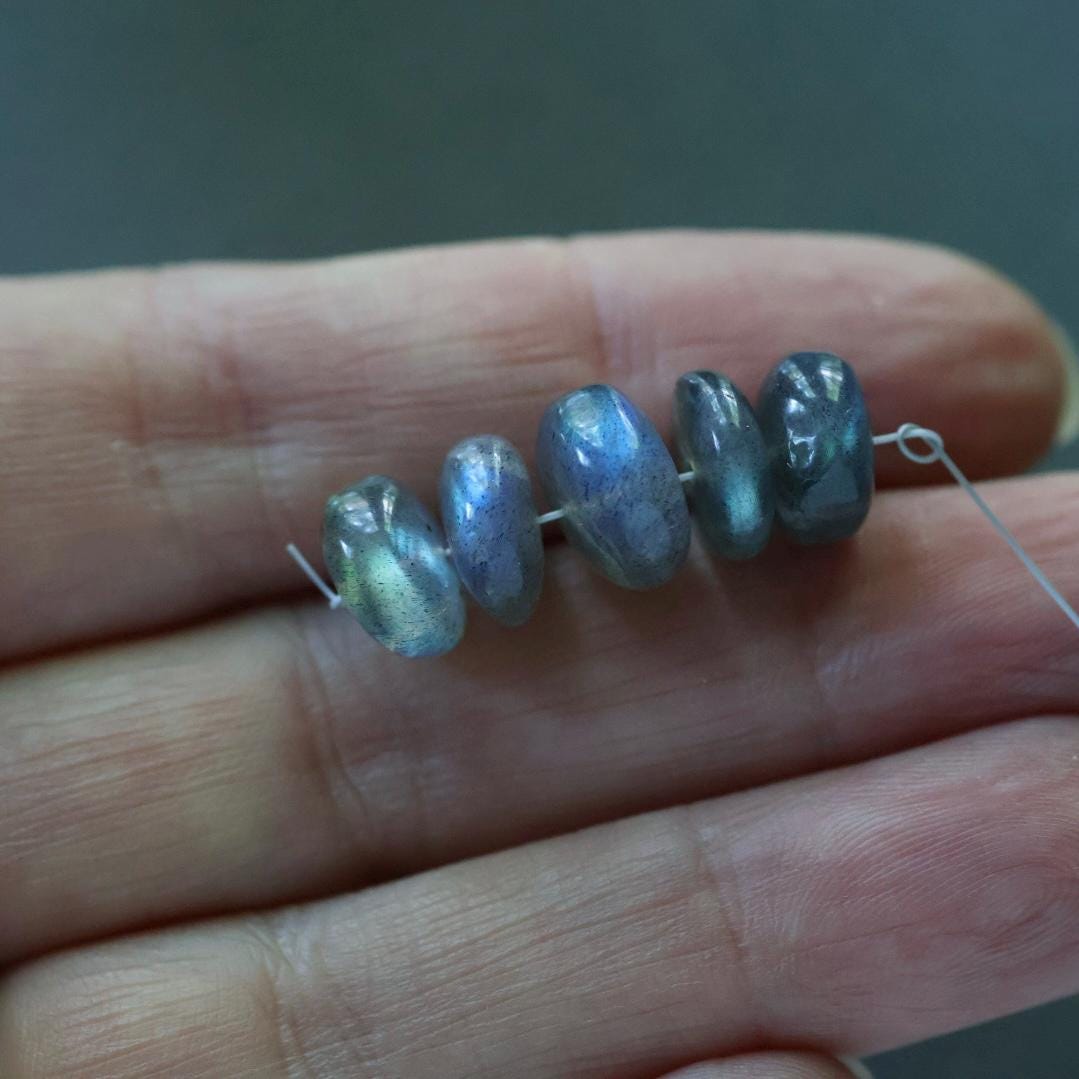 9mm AAA Rainbow Fire Labradorite Beads Rondelle Smooth 5 Pcs Gemstone Beads for Silk Knotting Jewelry Making DIY Necklace Earrings