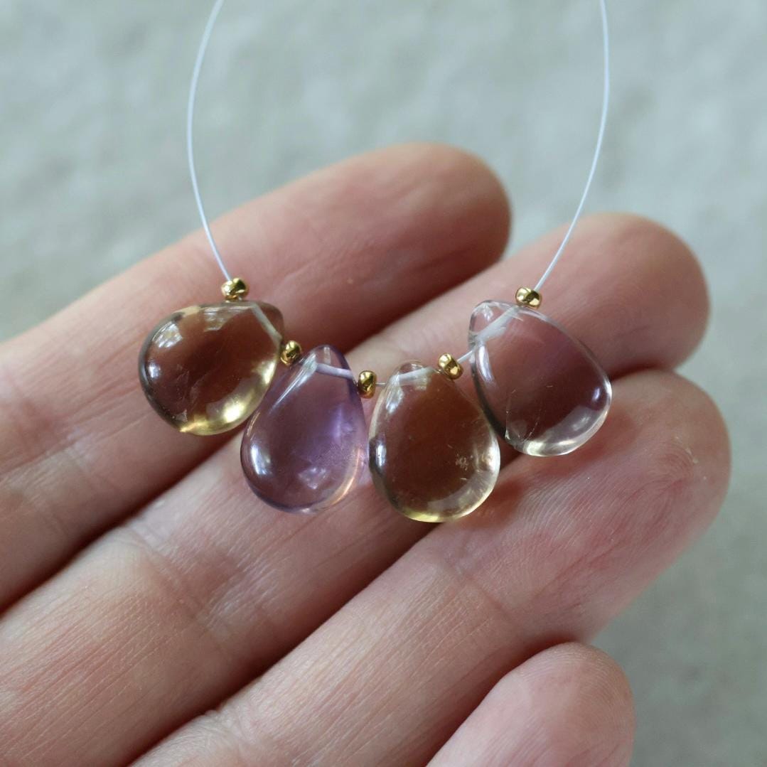 9x13mm AAA Ametrine Briolette Bead Smooth Large Ametrine Teardrops Drops Gemstone Bead for DIY Jewelry Making Necklace Pendant