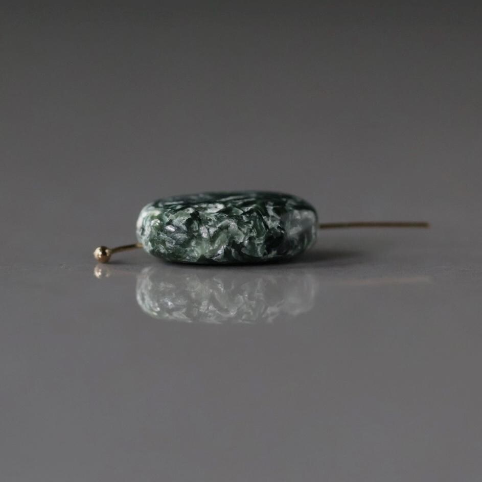 9x13mm Natural Russian Seraphinite Oval Bead Smooth 1 Pcs Natural Gemstone Bead for DIY Jewelry Making