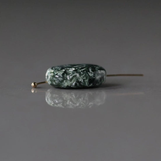 9x13mm Natural Russian Seraphinite Oval Bead Smooth 1 Pcs Natural Gemstone Bead for DIY Jewelry Making