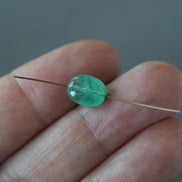 Colombian Emerald Smooth Bead Oval 9mm x 7mm Nugget Stone Chunk Gemstone Bead for DIY Jewelry Making Gift Beads May Birthstone