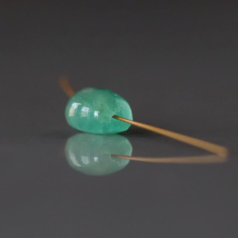 Colombian Emerald Smooth Bead Oval 9mm x 7mm Nugget Stone Chunk Gemstone Bead for DIY Jewelry Making Gift Beads May Birthstone