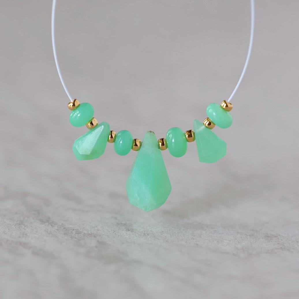 AAA Australian Chrysoprase Briolette Beads Fancy Drops 2 PCs Mint Green Genuine Gemstone for Jewelry Making Beading Craft Gift Beads