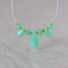 AAA Australian Chrysoprase Briolette Beads Fancy Drops 2 PCs Mint Green Genuine Gemstone for Jewelry Making Beading Craft Gift Beads
