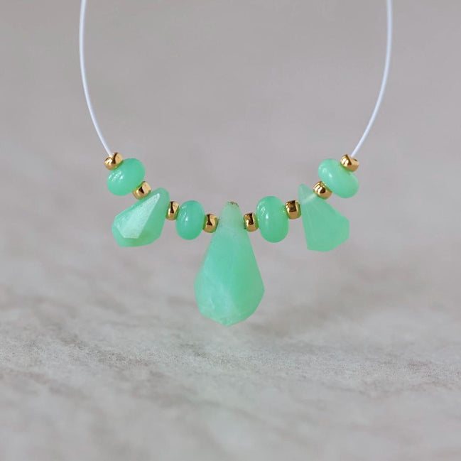 AAA Australian Chrysoprase Briolette Beads Fancy Drops 2 PCs Mint Green Genuine Gemstone for Jewelry Making Beading Craft Gift Beads