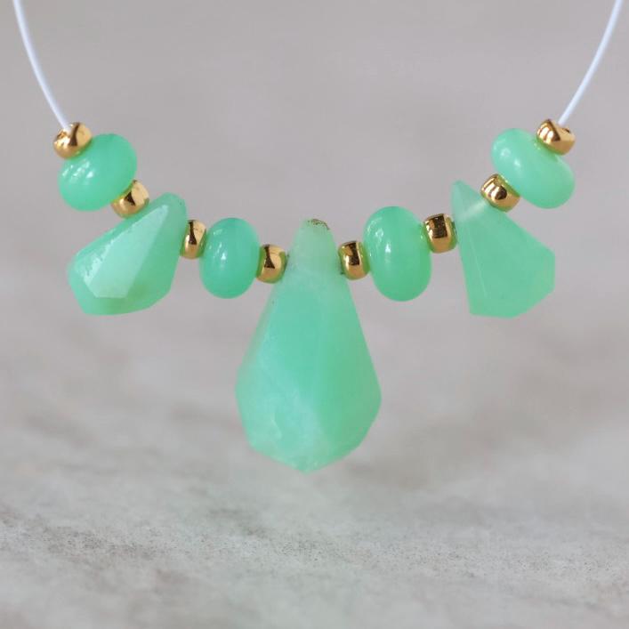 AAA Australian Chrysoprase Briolette Beads Fancy Drops 2 PCs Mint Green Genuine Gemstone for Jewelry Making Beading Craft Gift Beads