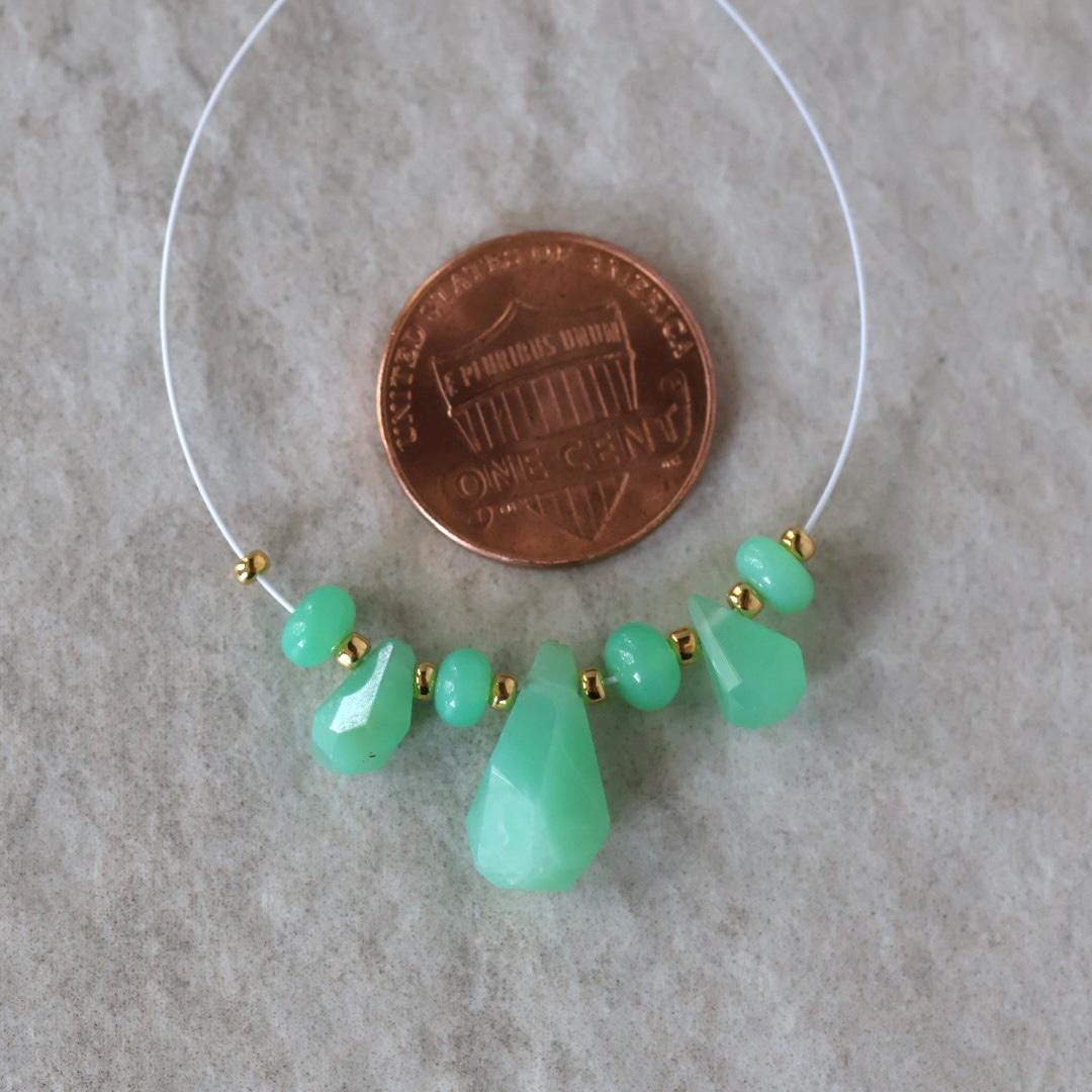 AAA Australian Chrysoprase Briolette Beads Fancy Drops 2 PCs Mint Green Genuine Gemstone for Jewelry Making Beading Craft Gift Beads
