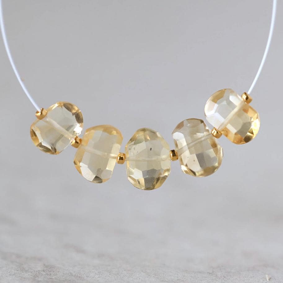 AAA Brazilian Citrine Nugget Beads Faceted Pencil Stones 7-9mm 5 Pcs Natural Yellow Gemstone for DIY Jewelry Making