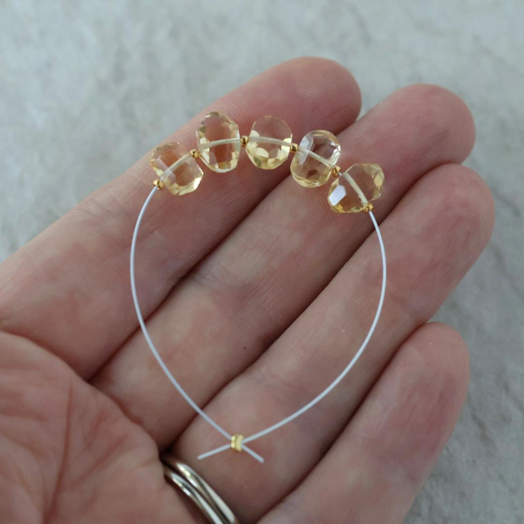AAA Brazilian Citrine Nugget Beads Faceted Pencil Stones 7-9mm 5 Pcs Natural Yellow Gemstone for DIY Jewelry Making
