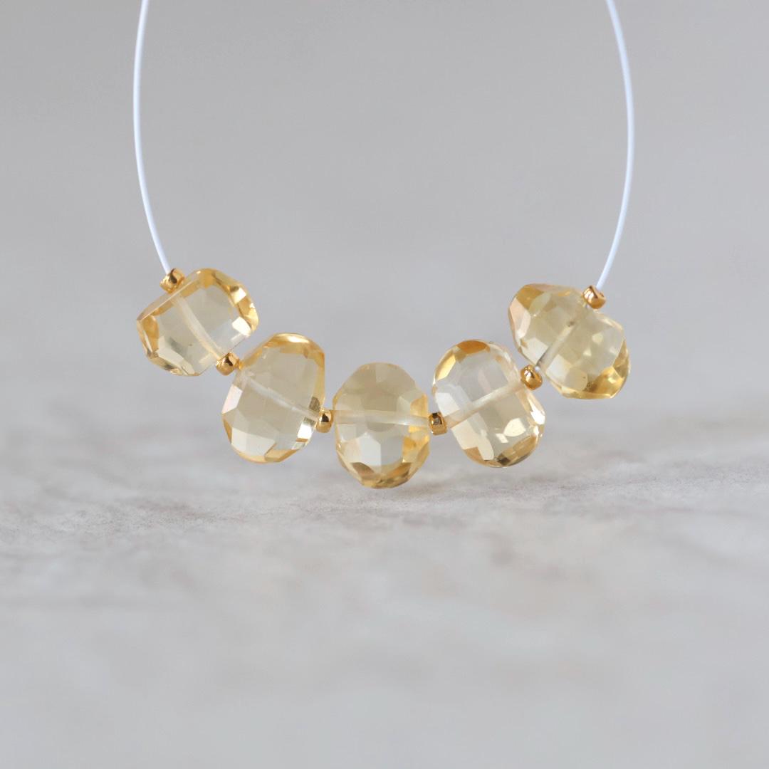 AAA Brazilian Citrine Nugget Beads Faceted Pencil Stones 7-9mm 5 Pcs Natural Yellow Gemstone for DIY Jewelry Making