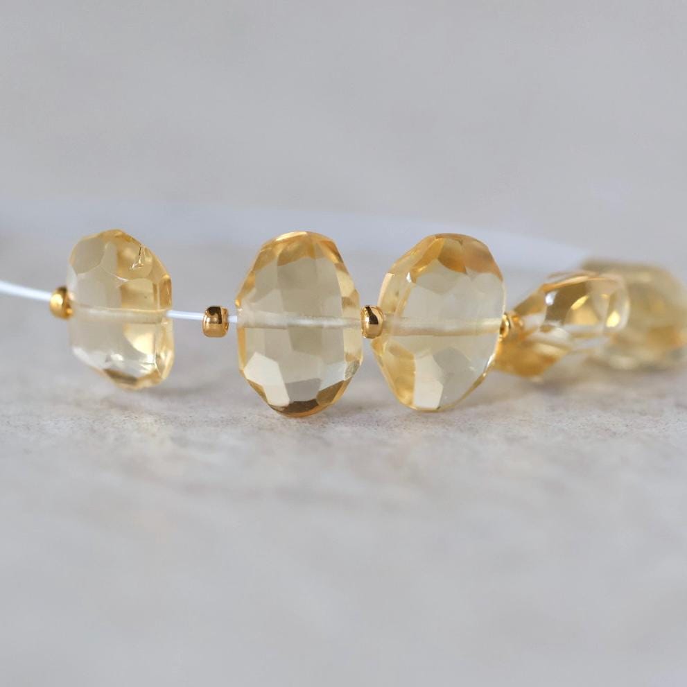 AAA Brazilian Citrine Nugget Beads Faceted Pencil Stones 7-9mm 5 Pcs Natural Yellow Gemstone for DIY Jewelry Making