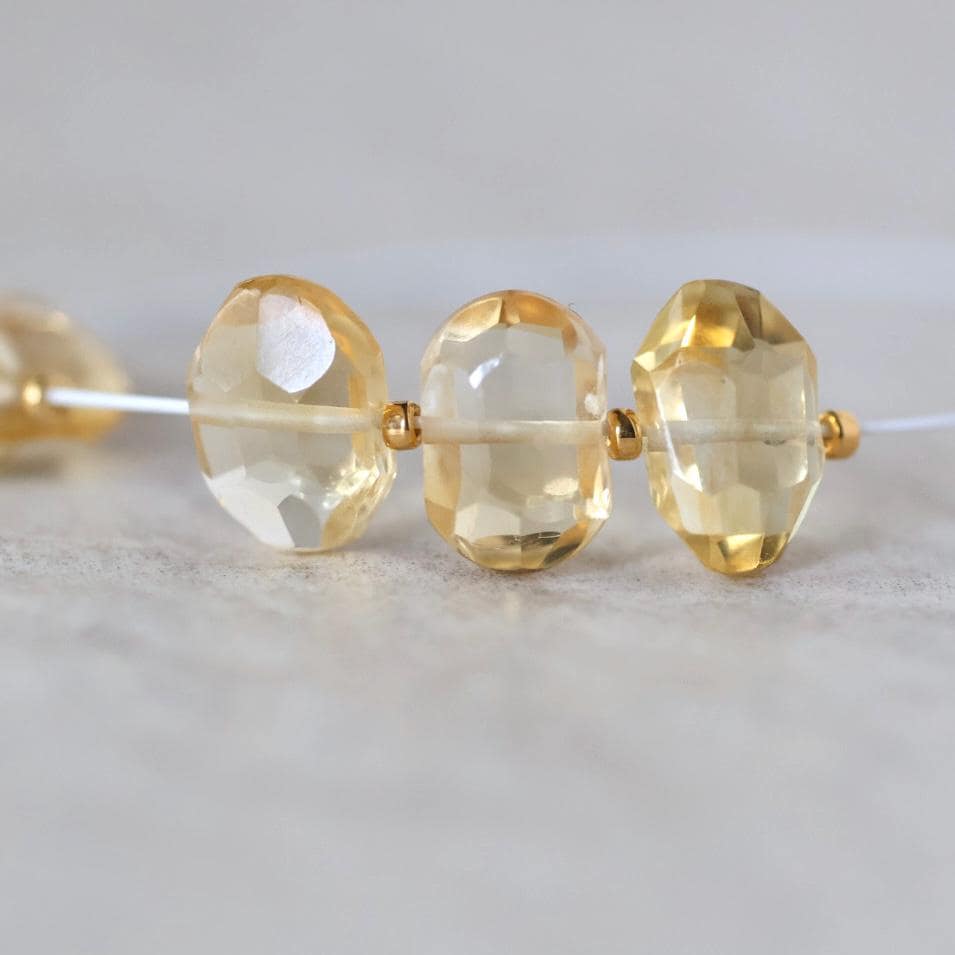 AAA Brazilian Citrine Nugget Beads Faceted Pencil Stones 7-9mm 5 Pcs Natural Yellow Gemstone for DIY Jewelry Making