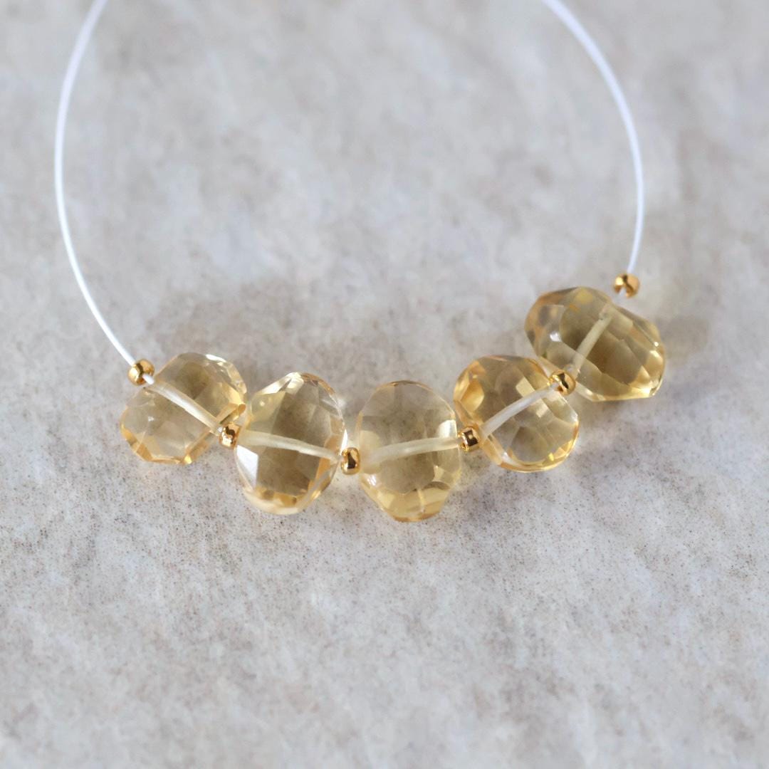 AAA Brazilian Citrine Nugget Beads Faceted Pencil Stones 7-9mm 5 Pcs Natural Yellow Gemstone for DIY Jewelry Making