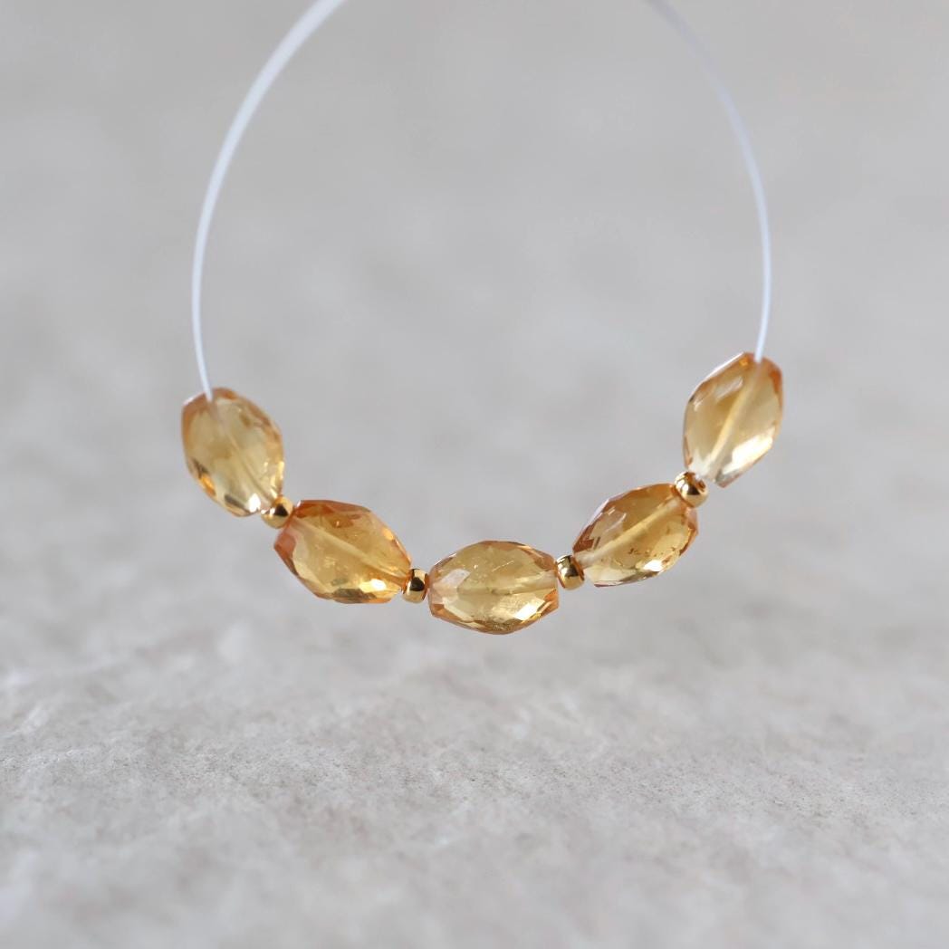 AAA Citrine Oval Faceted Beads 5x8mm 5 Pcs Natural Gemstone for DIY Jewelry Making
