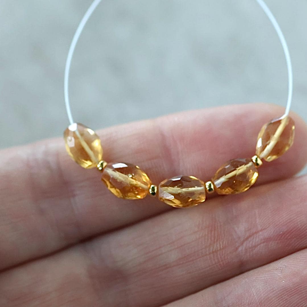 AAA Citrine Oval Faceted Beads 5x8mm 5 Pcs Natural Gemstone for DIY Jewelry Making