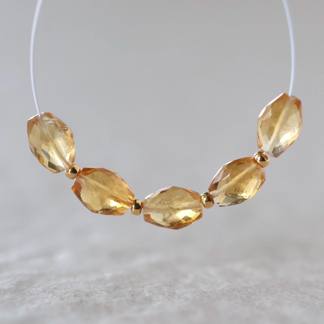 AAA Citrine Oval Faceted Beads 5x8mm 5 Pcs Natural Gemstone for DIY Jewelry Making