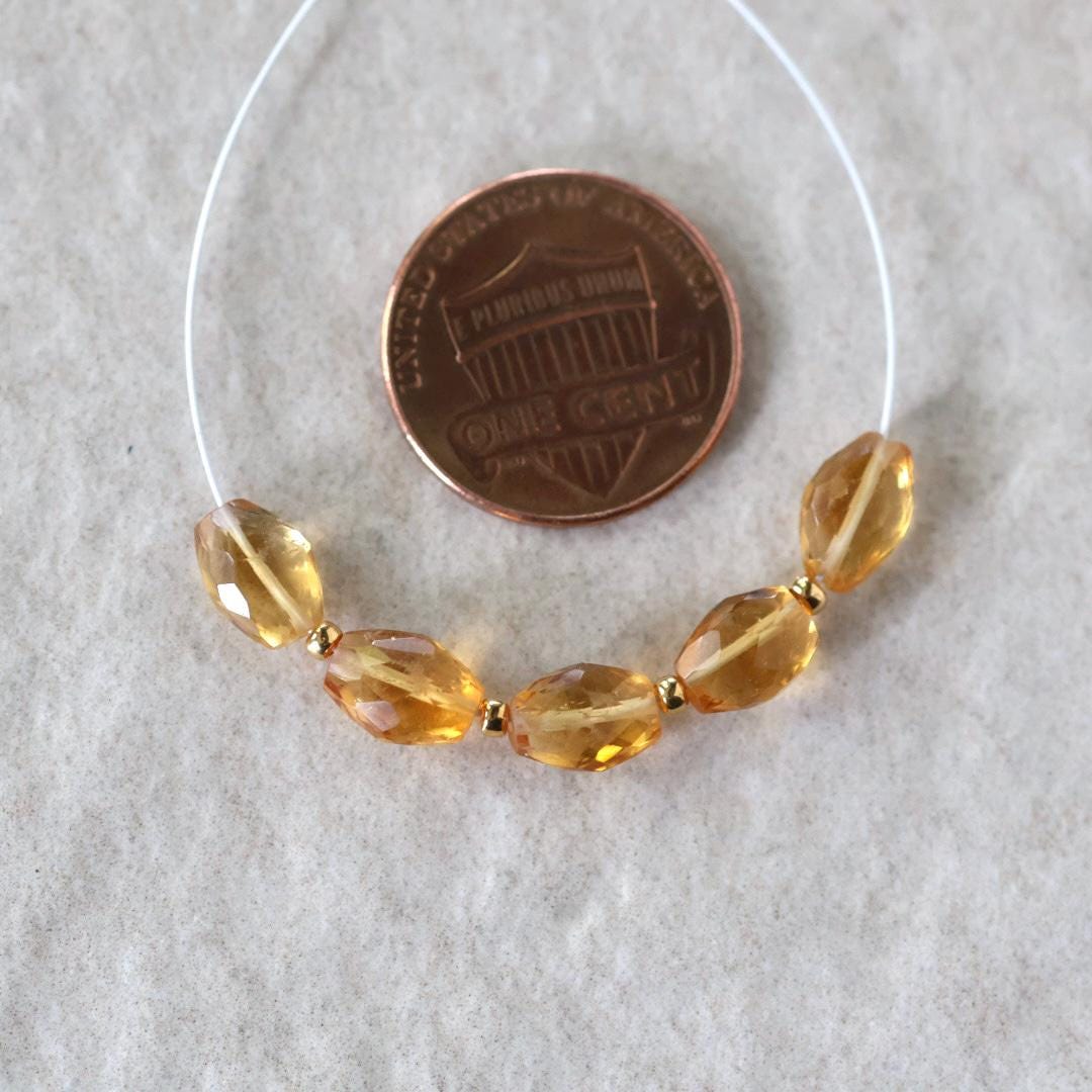 AAA Citrine Oval Faceted Beads 5x8mm 5 Pcs Natural Gemstone for DIY Jewelry Making