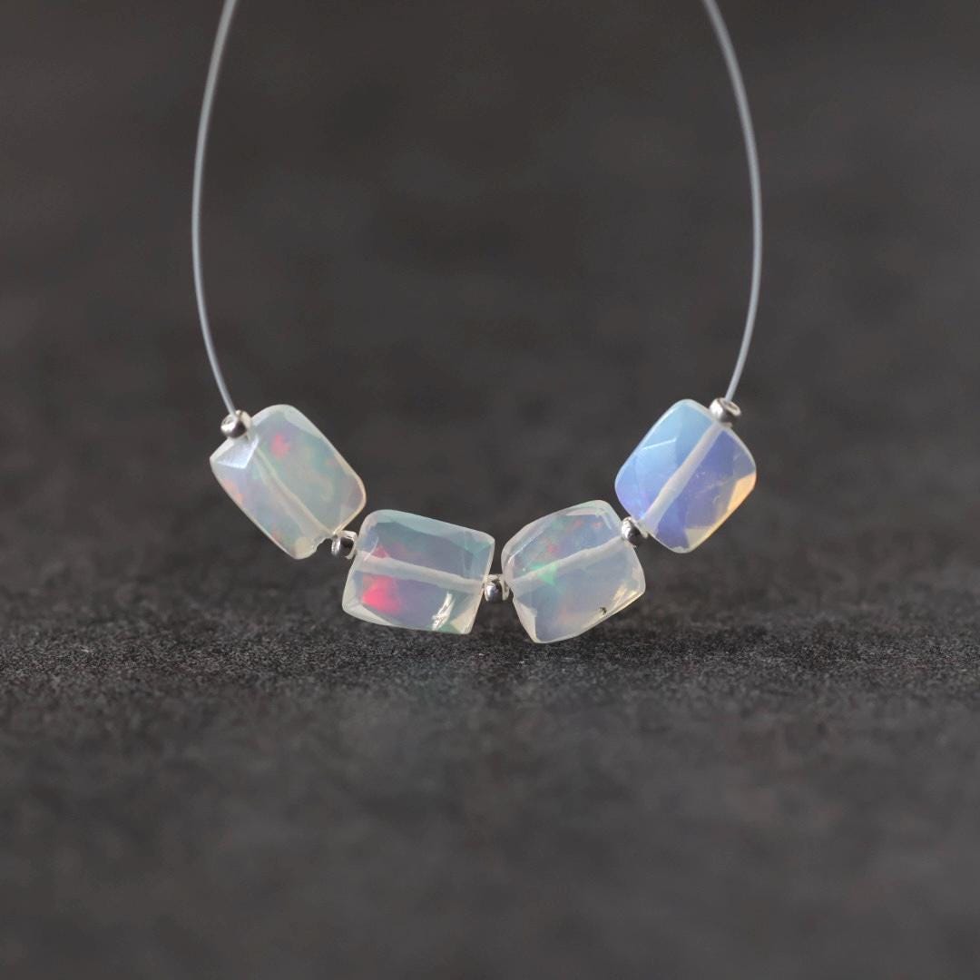 AAA Ethiopian Opal Rectangle Beads Faceted Square Natural Disco Welo Opal Genuine Bead For DIY Jewelry Making
