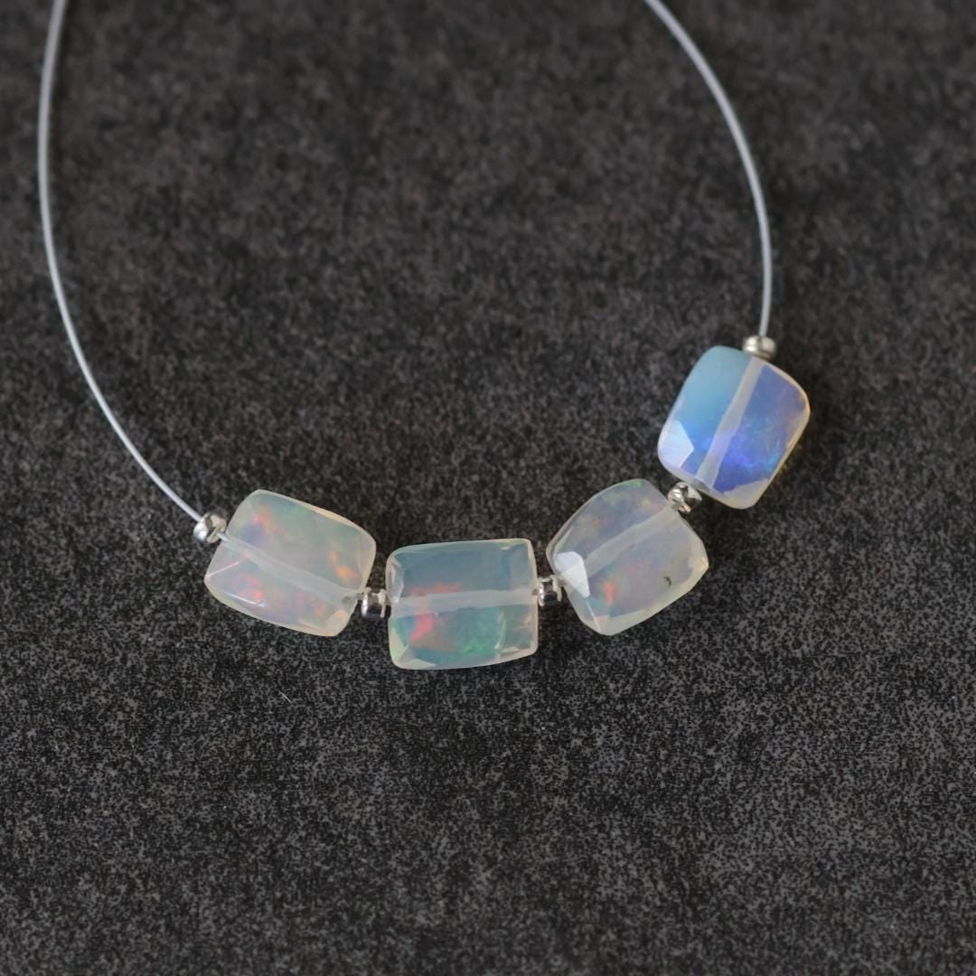 AAA Ethiopian Opal Rectangle Beads Faceted Square Natural Disco Welo Opal Genuine Bead For DIY Jewelry Making