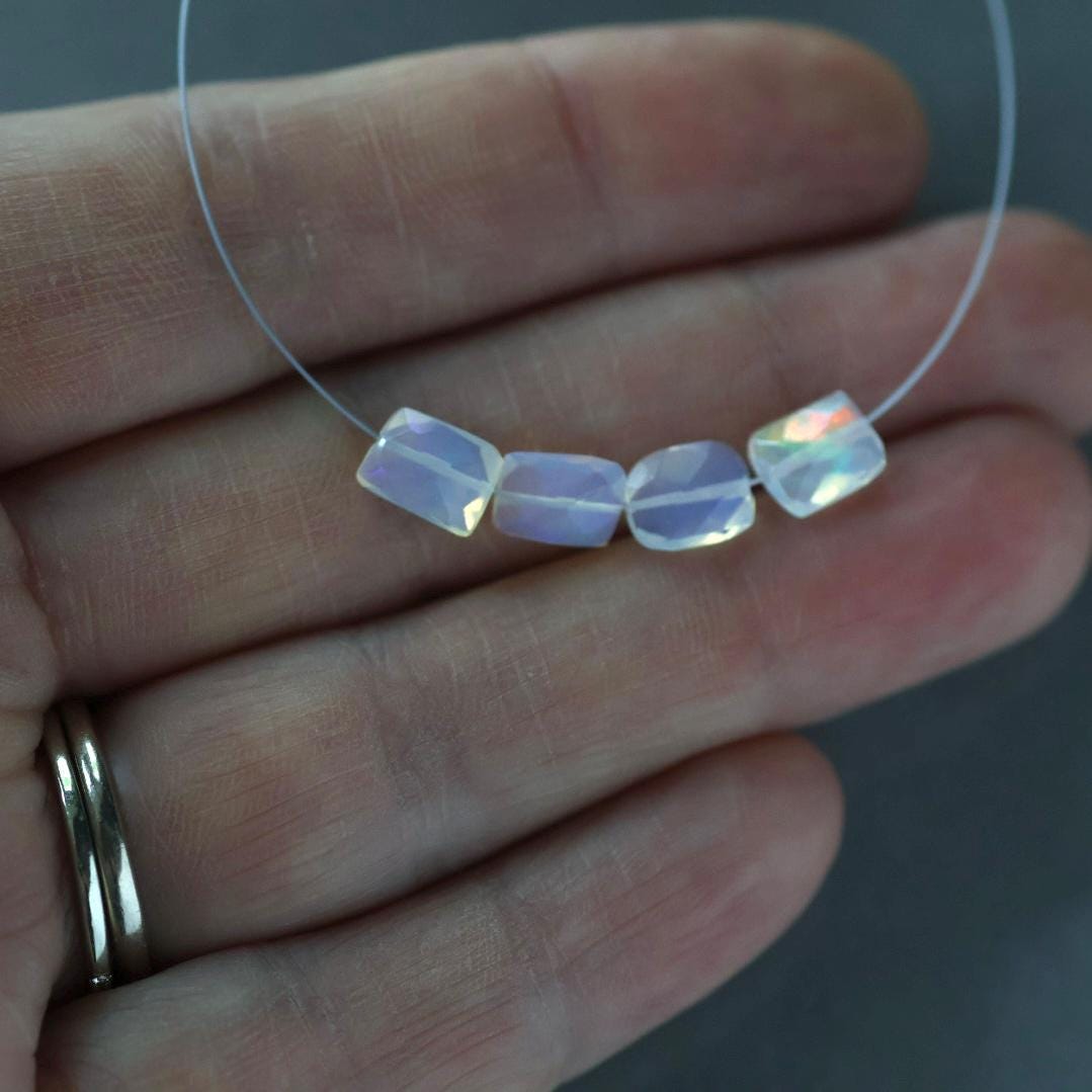 AAA Ethiopian Opal Rectangle Beads Faceted Square Natural Disco Welo Opal Genuine Bead For DIY Jewelry Making Earrings October Birthstone