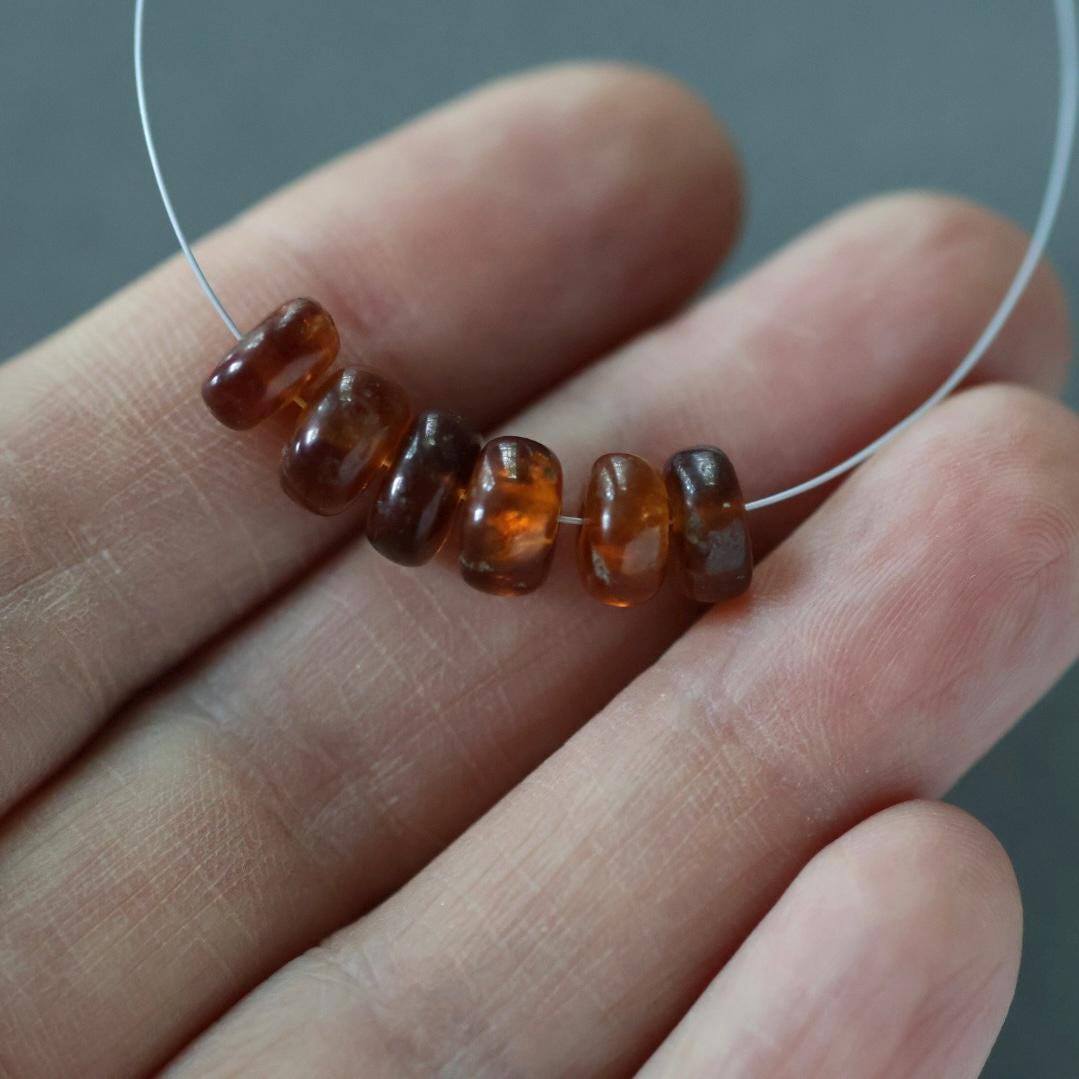 AAA Hessonite Garnet Rondelle Beads Smooth 7-8mm 6 Pcs Natural Gemstone DIY Jewelry Making Earrings Necklace January Birthstone