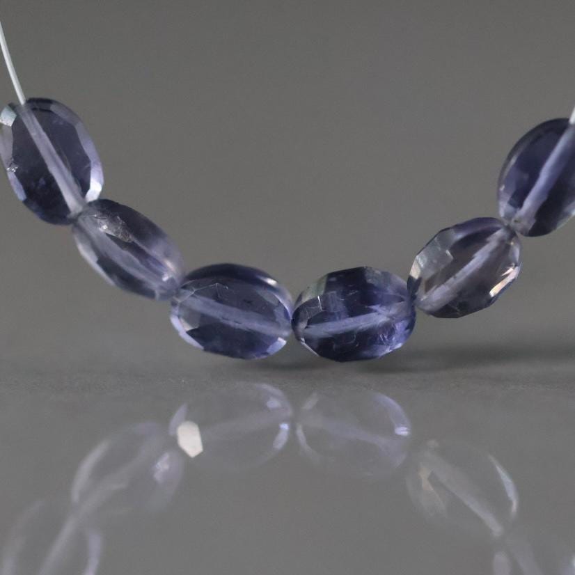 AAA Iolite Oval Beads Faceted 5x7mm 6 Pcs Natural Gemstone Beads for DIY Jewelry Making DIY Necklace Earrings
