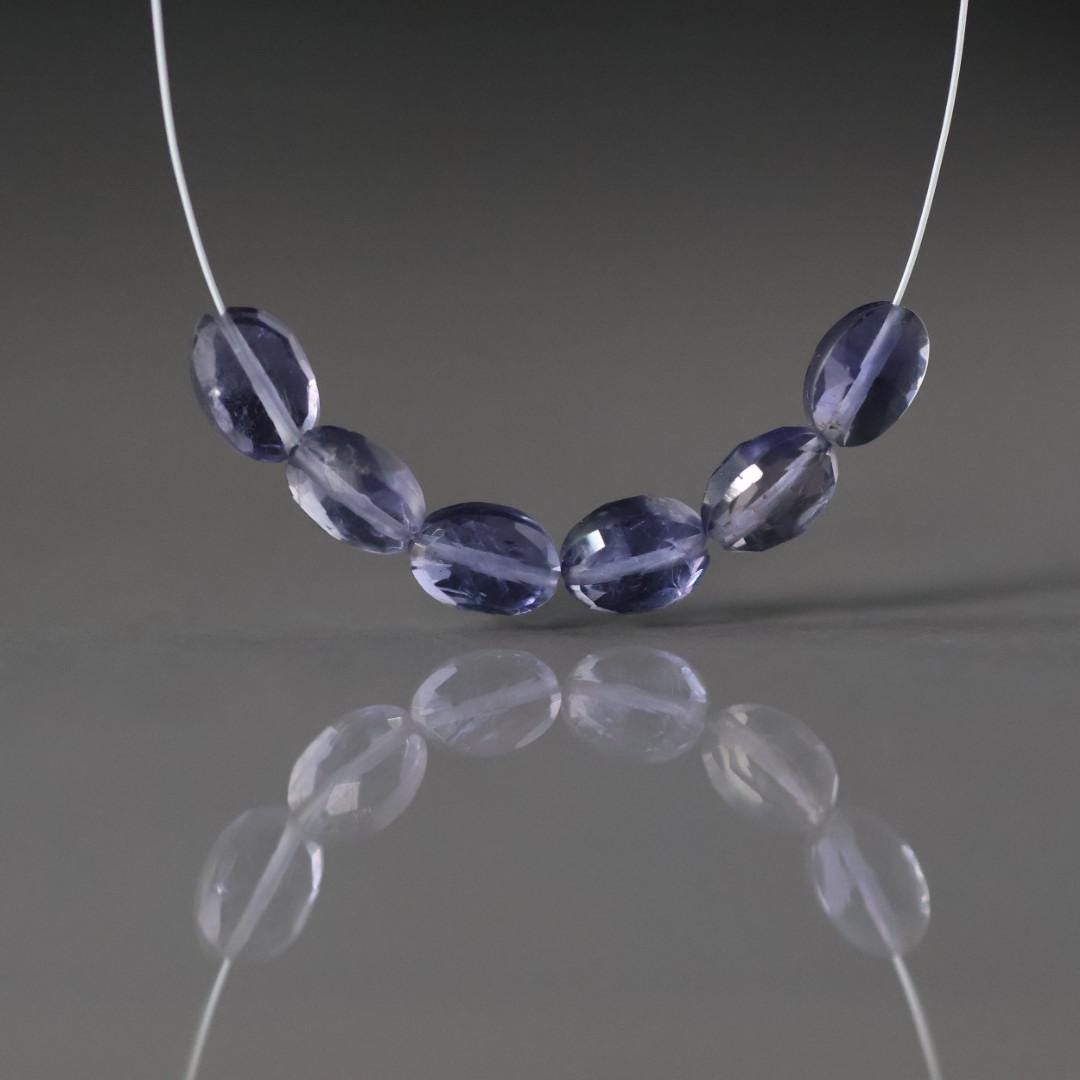 AAA Iolite Oval Beads Faceted 5x7mm 6 Pcs Natural Gemstone Beads for DIY Jewelry Making DIY Necklace Earrings