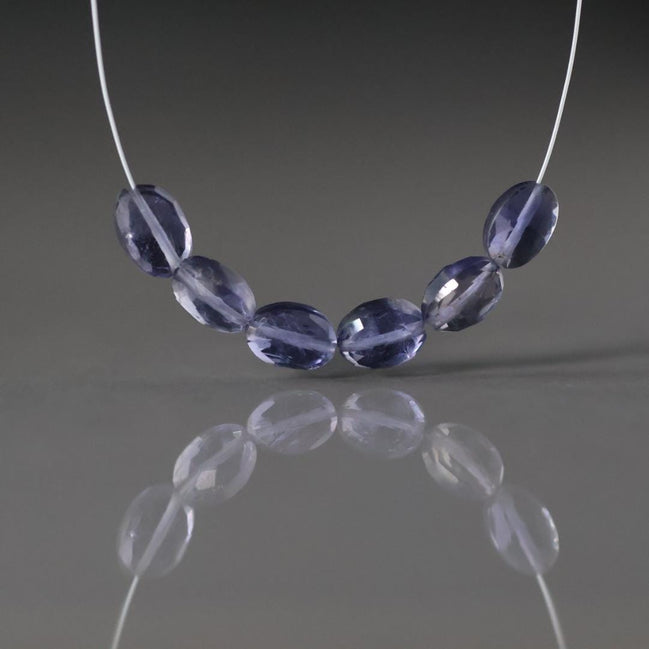 AAA Iolite Oval Beads Faceted 5x7mm 6 Pcs Natural Gemstone Beads for DIY Jewelry Making DIY Necklace Earrings