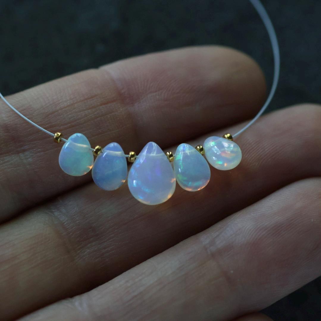 AAA m Ethiopian Opal Briolette Beads Smooth Teardrops Drops Natural Disco Welo Opal For DIY Jewelry Making Earrings