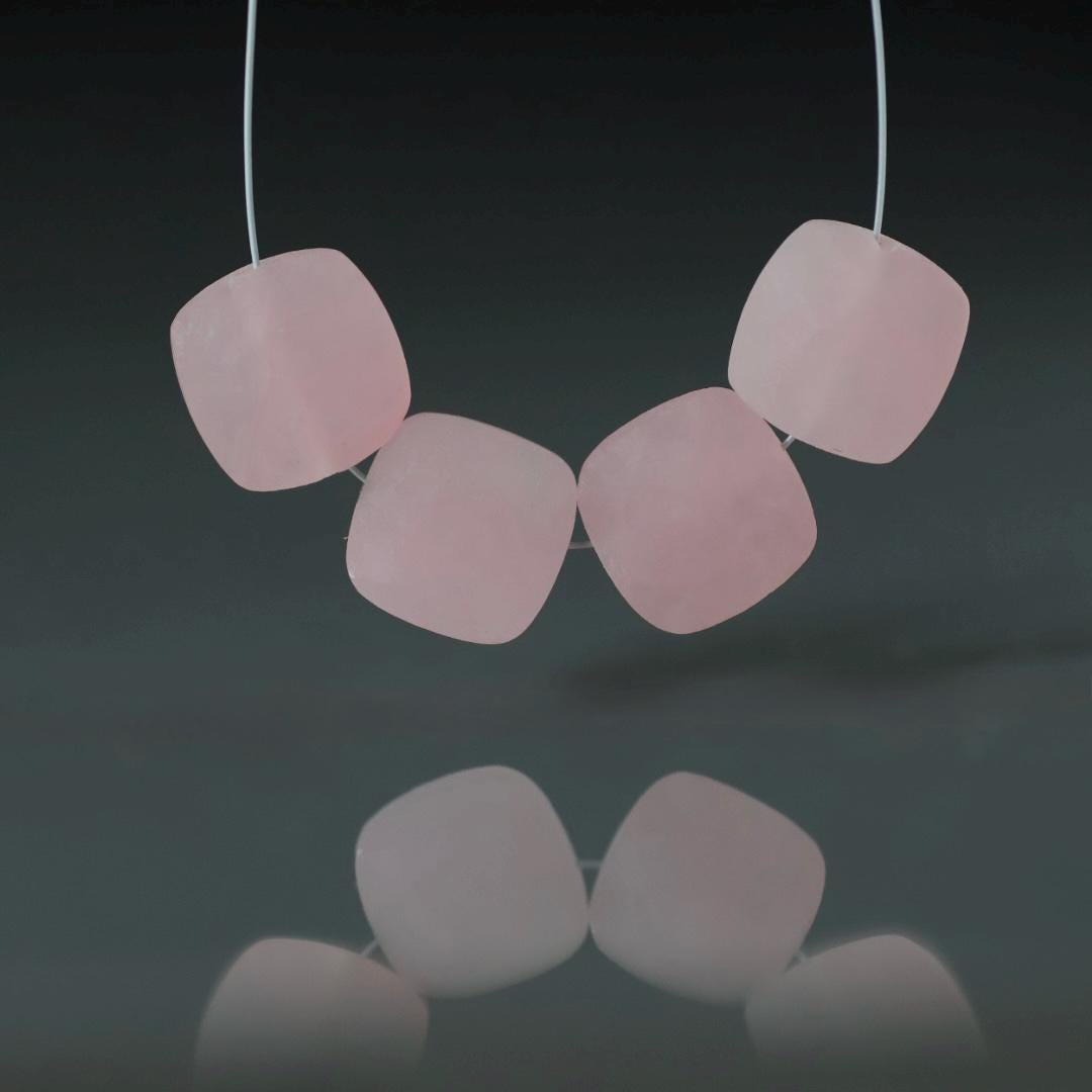 AAA Madagascar Rose Quartz Matte Beads Square 4 Pcs 10mm Genuine Gemstone for Jewelry Making Beading Craft Gift Beads