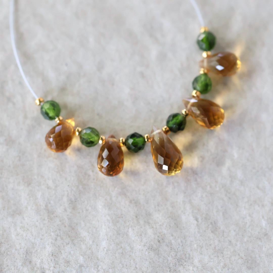 AAA Madeira Citrine Briolette Beads Faceted Teardrops Chrome Diopside Beads Natural Gemstone for DIY Jewelry Making