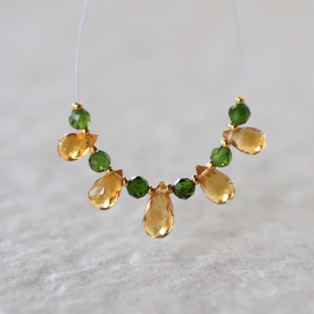 AAA Madeira Citrine Briolette Beads Faceted Teardrops Chrome Diopside Beads Natural Gemstone for DIY Jewelry Making