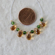 AAA Madeira Citrine Briolette Beads Faceted Teardrops Chrome Diopside Beads Natural Gemstone for DIY Jewelry Making