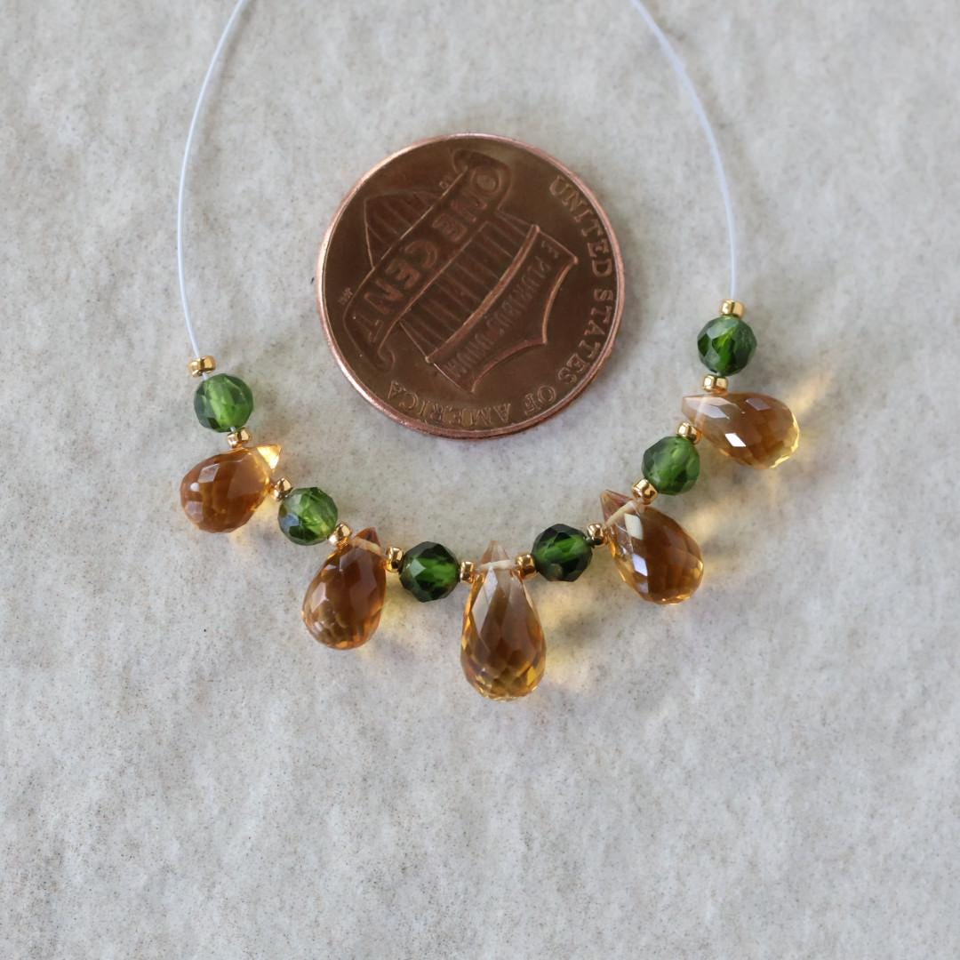AAA Madeira Citrine Briolette Beads Faceted Teardrops Chrome Diopside Beads Natural Gemstone for DIY Jewelry Making