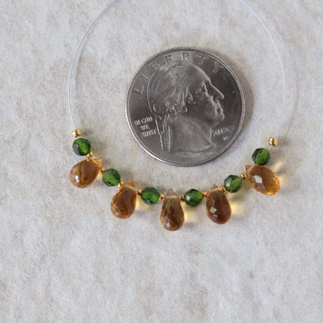 AAA Madeira Citrine Briolette Beads Faceted Teardrops Chrome Diopside Beads Natural Gemstone for DIY Jewelry Making
