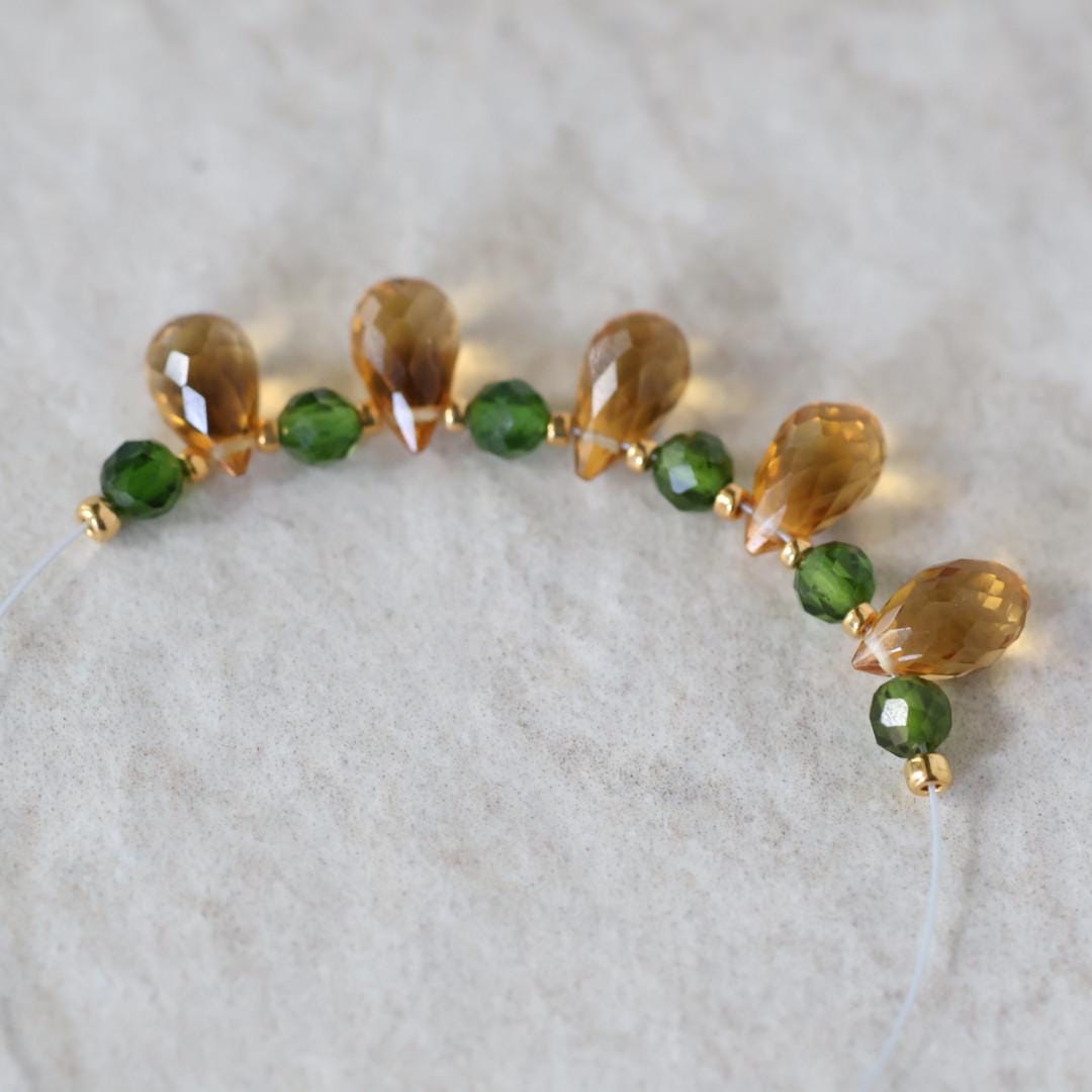 AAA Madeira Citrine Briolette Beads Faceted Teardrops Chrome Diopside Beads Natural Gemstone for DIY Jewelry Making