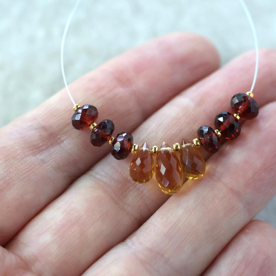 AAA Madeira Citrine Briolette Beads Faceted Teardrops Mozambique Garnet Rondelle Beads Natural Gemstone for DIY Jewelry Making
