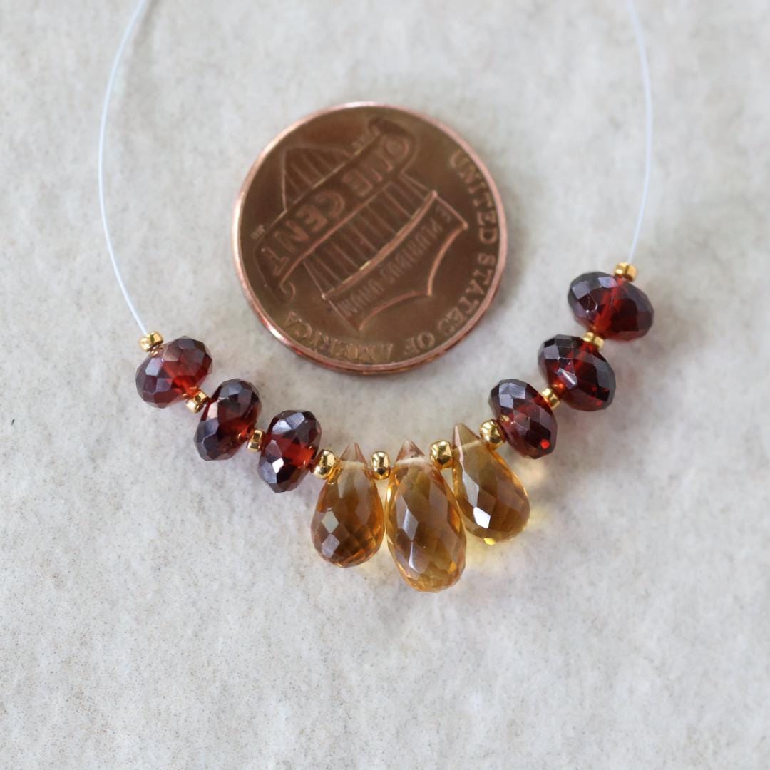 AAA Madeira Citrine Briolette Beads Faceted Teardrops Mozambique Garnet Rondelle Beads Natural Gemstone for DIY Jewelry Making