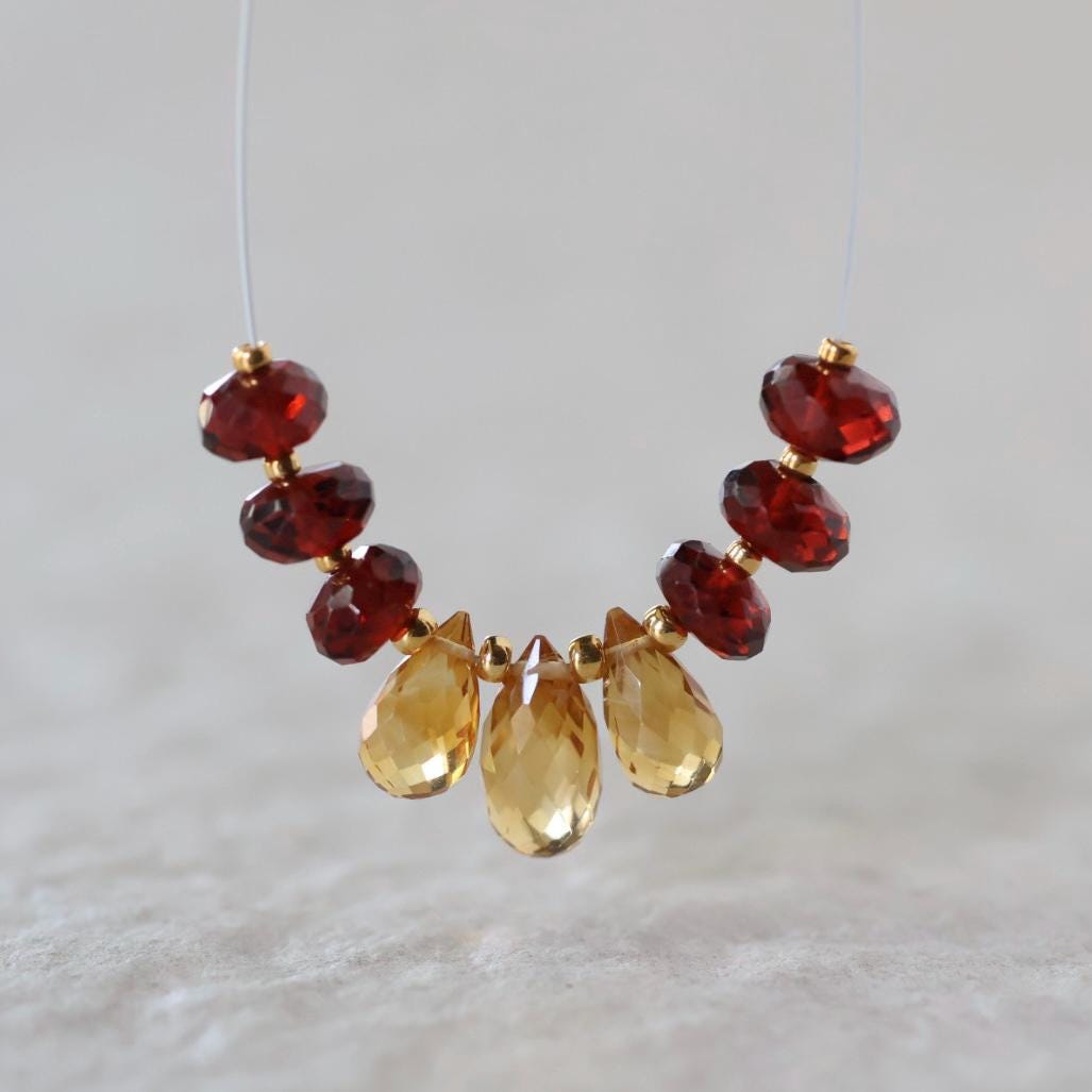 AAA Madeira Citrine Briolette Beads Faceted Teardrops Mozambique Garnet Rondelle Beads Natural Gemstone for DIY Jewelry Making