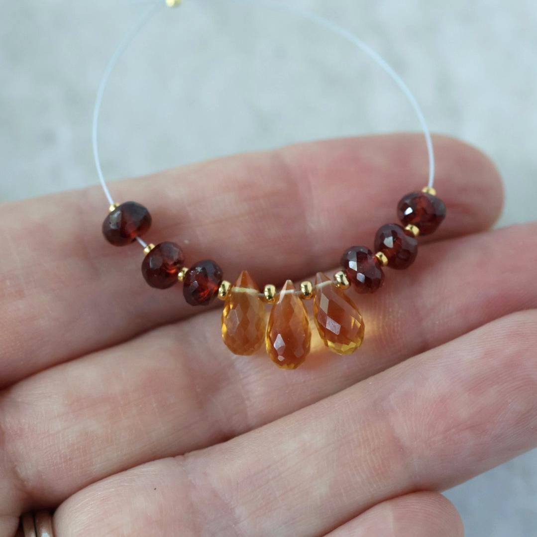 AAA Madeira Citrine Briolette Beads Faceted Teardrops Mozambique Garnet Rondelle Beads Natural Gemstone for DIY Jewelry Making