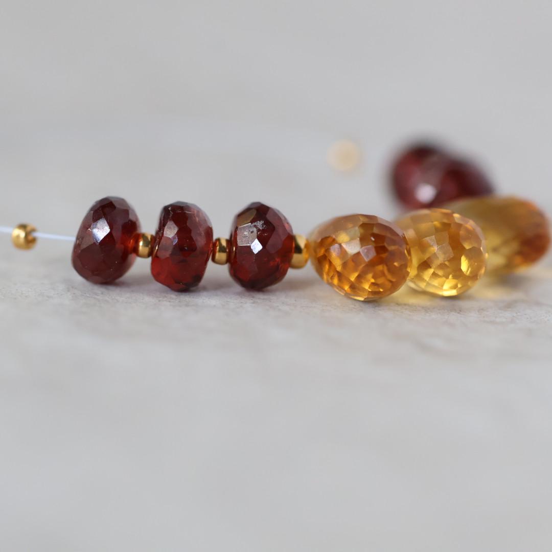 AAA Madeira Citrine Briolette Beads Faceted Teardrops Mozambique Garnet Rondelle Beads Natural Gemstone for DIY Jewelry Making
