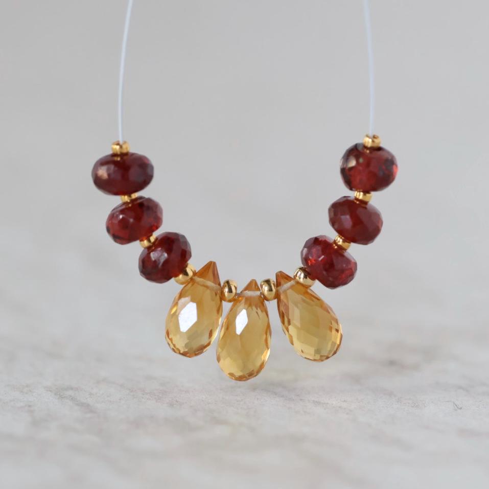 AAA Madeira Citrine Briolette Beads Faceted Teardrops Mozambique Garnet Rondelle Beads Natural Gemstone for DIY Jewelry Making