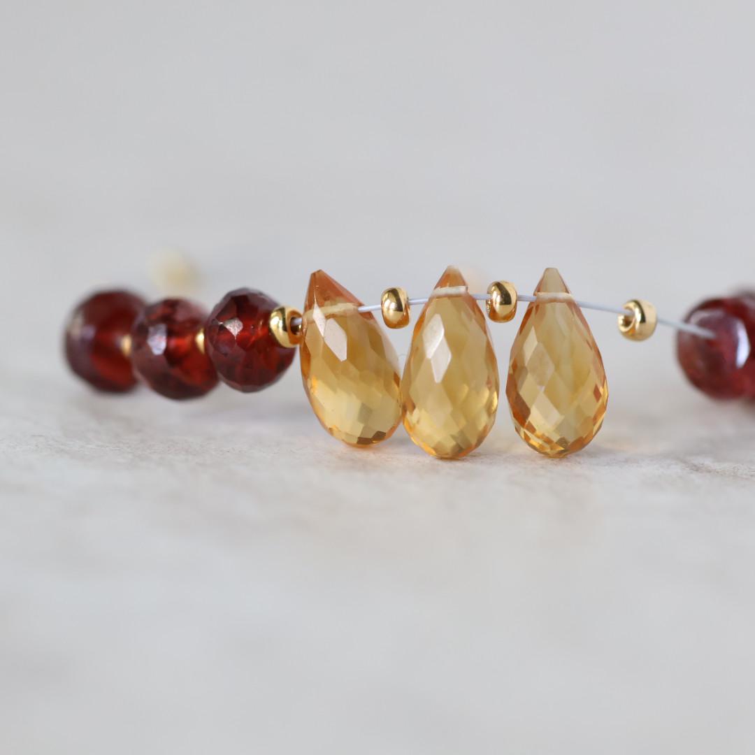 AAA Madeira Citrine Briolette Beads Faceted Teardrops Mozambique Garnet Rondelle Beads Natural Gemstone for DIY Jewelry Making