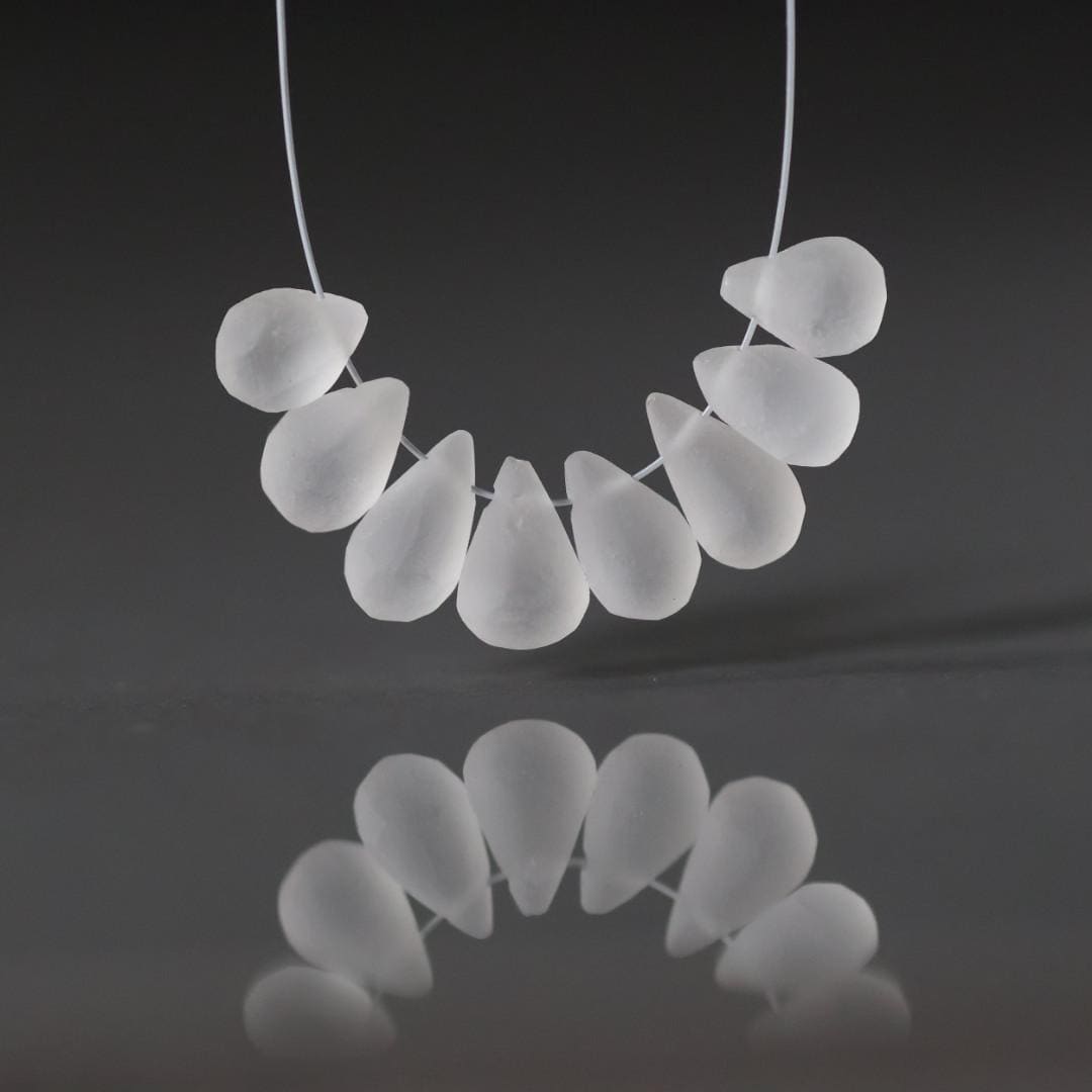 AAA Matte Rock Quartz Briolette Beads Frosted 8 PCs Clear Crystal Peardrops Drops Genuine Gemstone DIY Jewelry Making Earrings Necklace
